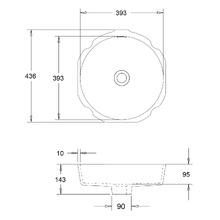 Sub 436mm Matte White Round Undermount Basin with Overflow
